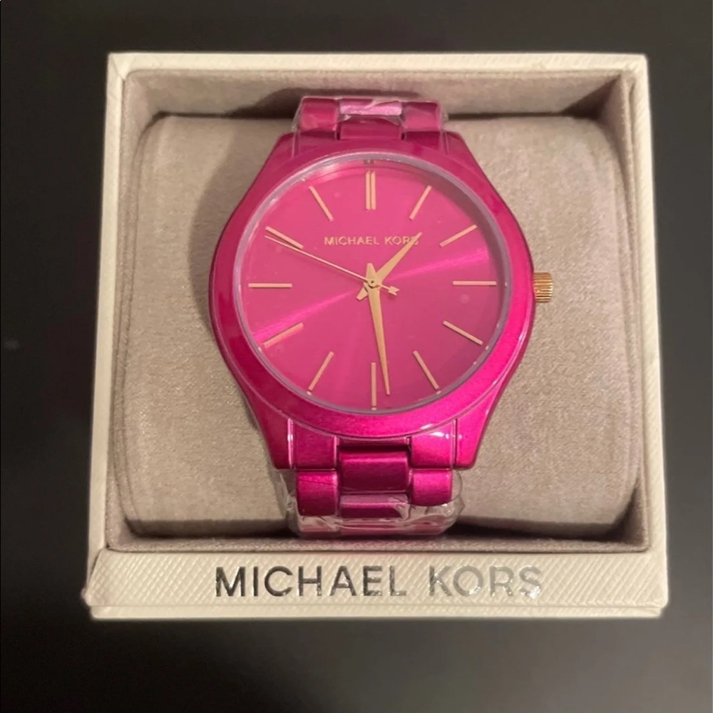 MK Slim Runway Watch Electric Pink